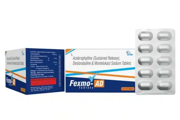 Acebrophylline (Sustained Release), Desloratadine & Montelukast Sodium Tablets